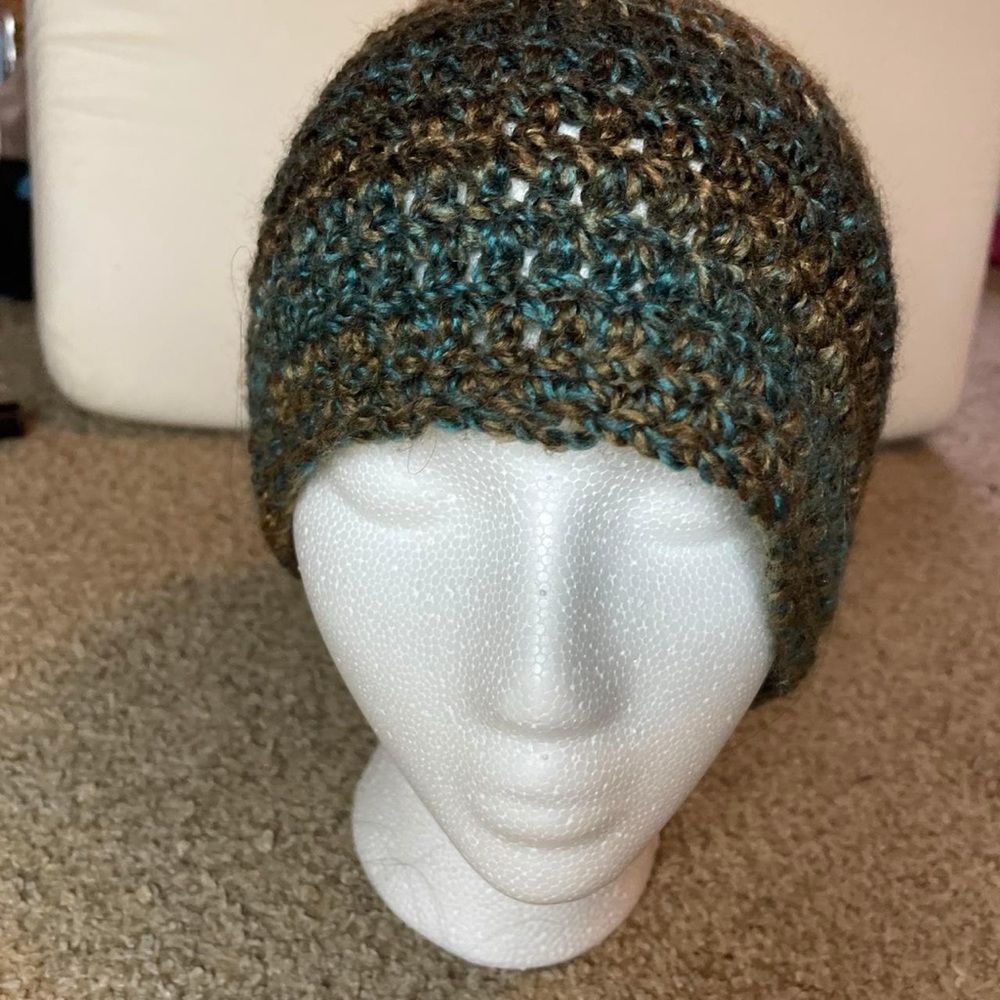 Handmade Knit Crochet Multicolor Beanie Hat - Picture 8 of 8